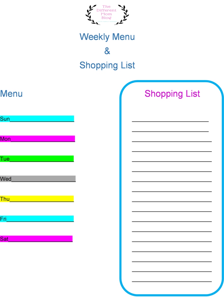 Free Menu planner and grocery bill for monthly grocery bill savings