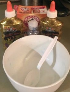 Three Ingredients for easy diy glitter glue slime